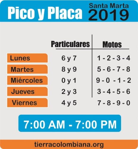 pico y placa santa Marta 2019